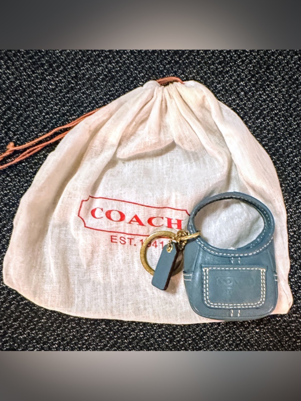 COACH Blue Legacy Ergo Mini Leather Bag Charm Key Fob